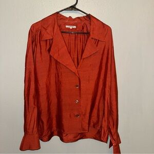 Saint Laurent Vintage Rust Button-Down Shirt Zipper Sleeves 42 / fits like Large